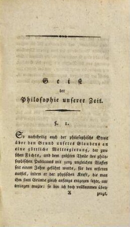 Geist der Philosophie unserer Zeit