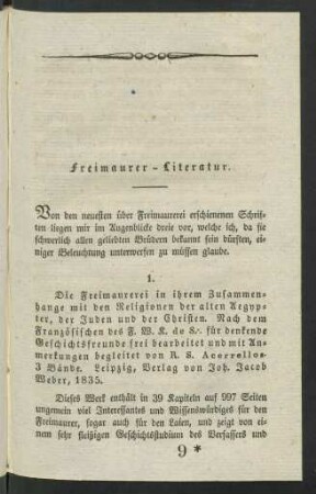 Freimaurer-Literatur.