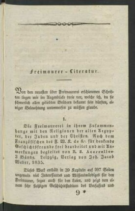 Freimaurer-Literatur.
