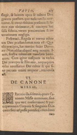 VI. De Canone Missae.