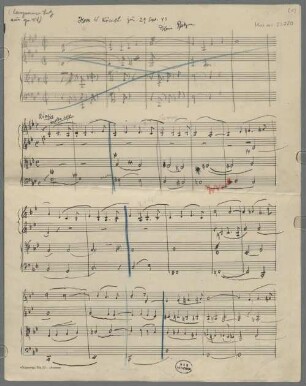 Symphonies, Sketches, vl (2), vla, vlc, op.44 - BSB Mus.ms. 23770 : [caption title, added later:] Herrn W. Kössel zum 29 Sept. 43 // Hans Pfitzner