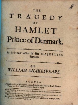 The Tragedy of Hamlet, Prince of Denmark
