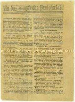 Flugblatt der KPD vom 3. Juli 1922 zum Mord an Walther Rathenau und gegen die Politik der Reichsregierung