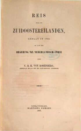 Reis naar de zuidoostereilanden, gedaan in 1865