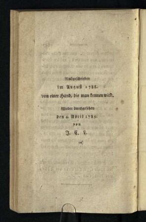 Nachgeschrieben im August 1788 ...