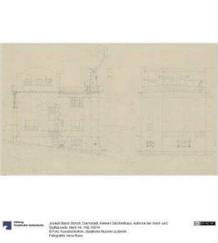 Darmstadt, Kleines Glückerthaus, Aufrisse der West- und Südfassade