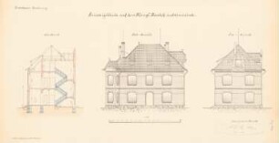 Hafen-Bauhof, Swinemünde: Bürogebäude: Ansichten, Schnitt 1:100