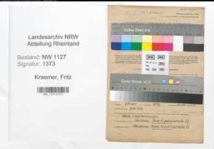 Entnazifizierung Fritz Kraemer , geb. 20.05.1902 (Schaltwaerter)