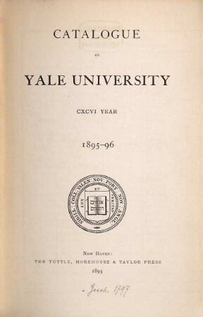 Catalogue of Yale University. 1895/96 = 196
