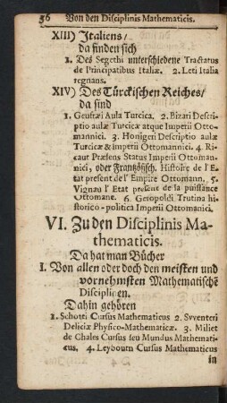 VI. Zu den Disciplinis Mathematicis.