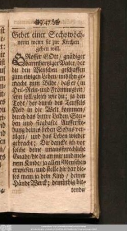 Gebet einer Sechswöchnerin wenn sie zur Kirchen gehen will.