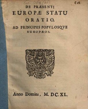 De praesenti Europae statu oratio