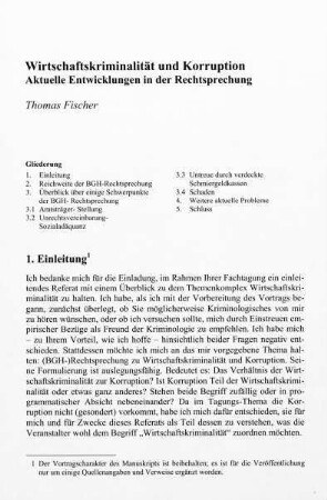 3-24, Wirtschaftskriminalität und Korruption - Aktuelle Entwicklungen in der Rechtsprechung