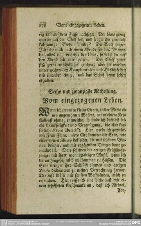Sechs und zwanzigste Abtheilung. Vom eingezogenen Leben