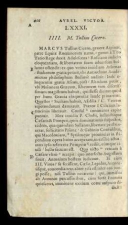 LXXXI. IIII. M. Tullius Cicero.