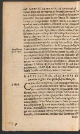 Martyrium SS. Alexandri Et Antoniae virginis ...