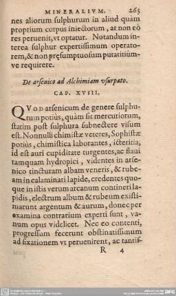 De arsenio ad Alchimiam usurpato. Cap. XVIII.