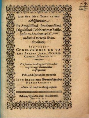Conclusiones ex variis partib. iuris civilis, canonici, & feudalis desumptas