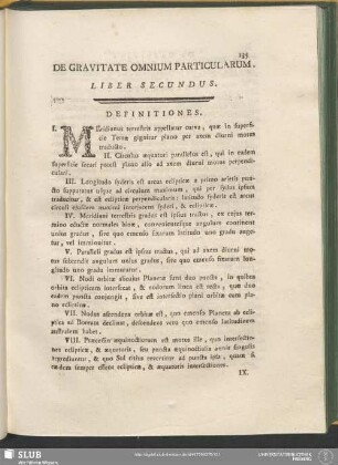 De Gravitate Omnium Particularum. Liber Secundus
