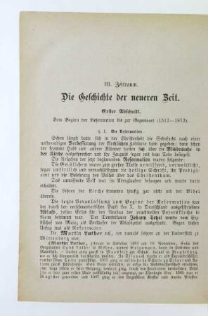 III. Zeitraum. Die Geschichte der neueren Zeit