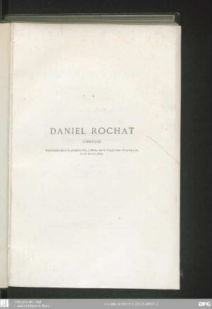 Daniel Rochat : comédie en cinq actes