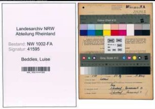 Entnazifizierung Luise Beddies, geb. 20.09.1921 (Verkaeuferin)