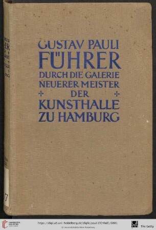 1: Führer durch die Galerie der Kunsthalle zu Hamburg: Die neueren Meister