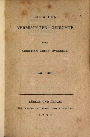 Sammlung vermischter Gedichte