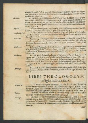 Libri Theologorum religionis Pontificae.
