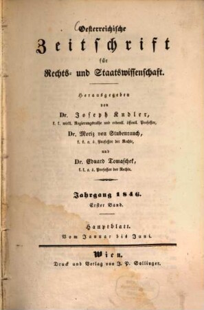 Österreichische Zeitschrift für Rechts- und Staatswissenschaft. 1846,1