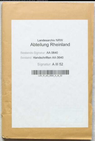 Kleve: Auszüge (Regesten) aus Handschriften A III 2