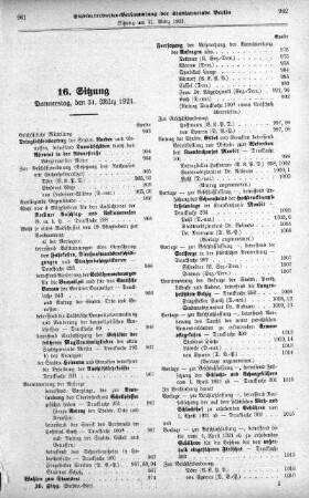 Sitzung 16, 31. März 1921