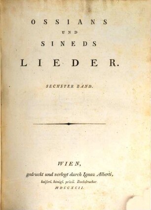 Ossians Und Sineds Lieder, 6
