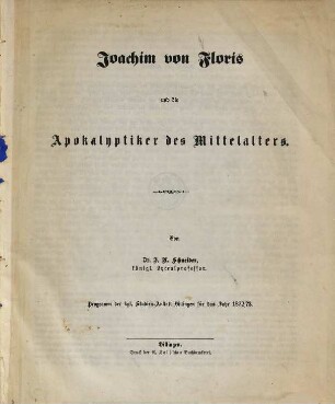 Joachim von Floris und die Apokalyptiker des Mittelalters