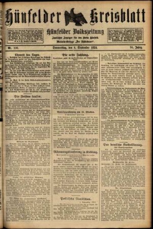 Ausgabe vom Donnerstag, den 04. September 1924.