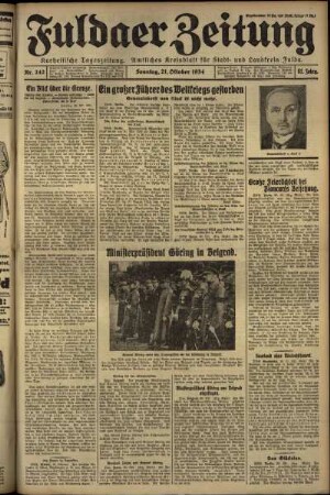 Erste Ausgabe vom Sonntag, den 21. Oktober 1934.