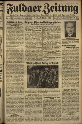 Erste Ausgabe vom Sonntag, den 21. Oktober 1934.