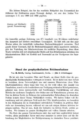 Stand der geophysikalischen Reichsaufnahme