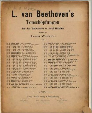 Ludwig van Beethoven's Tonschöpfungen : (Symphonien, Duos, Trios, Quartetten, Quintetten, Septetten etc. etc.), 19. op. 24: Sonate Nr. 5 ; F-Dur