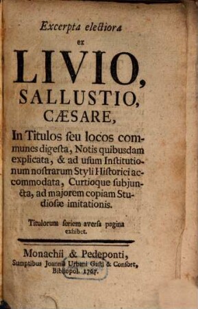 Excerpta electiora ex Livio Sallustio, Caesare in titulos seu locos communes digesta