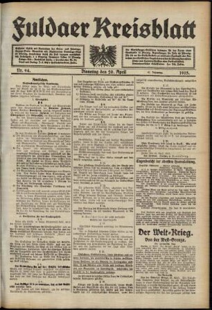 Ausgabe vom Dienstag, den 20. April 1915.