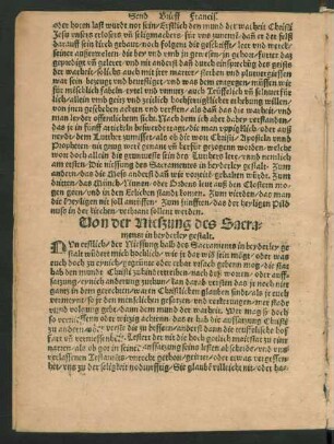 Von der Nießung des Sacraments in beyderley gestalt.