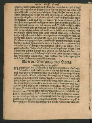 Von der Nießung des Sacraments in beyderley gestalt.