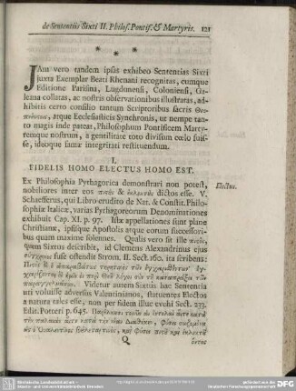 [Sententiae Sixti II. Phil. Pontif. & Martyris cum Scriptura S. & Patribus coaevis collatae]