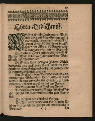 Ehren-Gedächtniß.