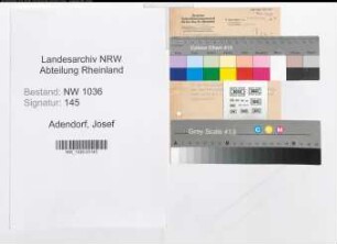 Entnazifizierung Josef Adendorf , geb. 29.11.1903 (Korrespondent)