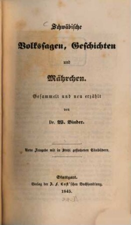 Schwäbische Volkssagen, Geschichten und Mährchen, 1