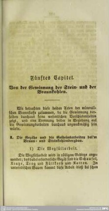 Fünftes Capitel. Von der Gewinnung der Stein- und der Braunkohlen