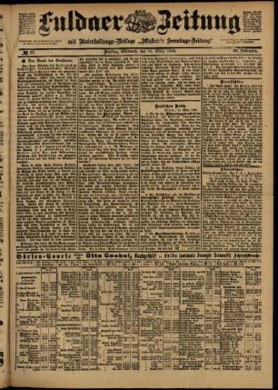 Zweite Ausgabe vom Mittwoch, den 11. März 1903.