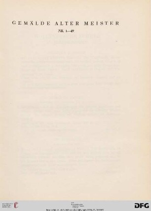 Gemälde Alter Meister (Nr. 1-49)